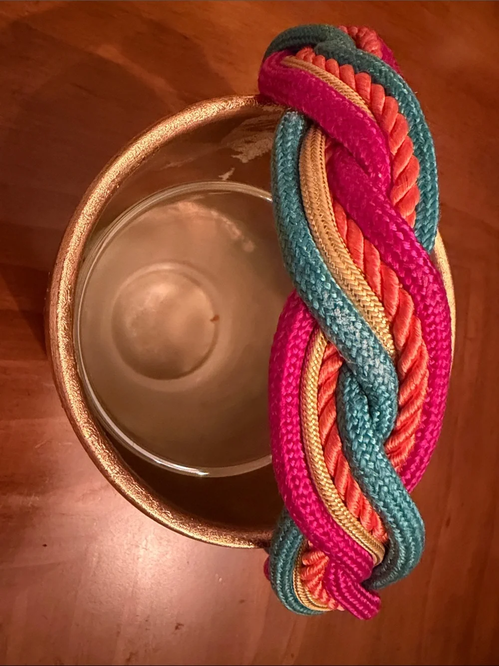 Vintage Leather Shop Woven Colorful Braided Headband in Pink, Teal and Orange
